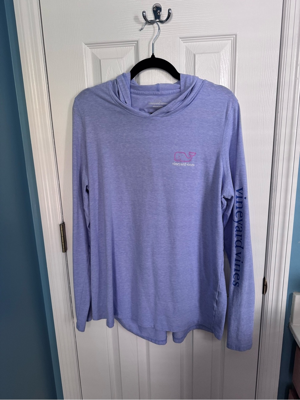 Vineyard Vines Lavender Hooded Long-Sleeve Tee with Logo Sleeve